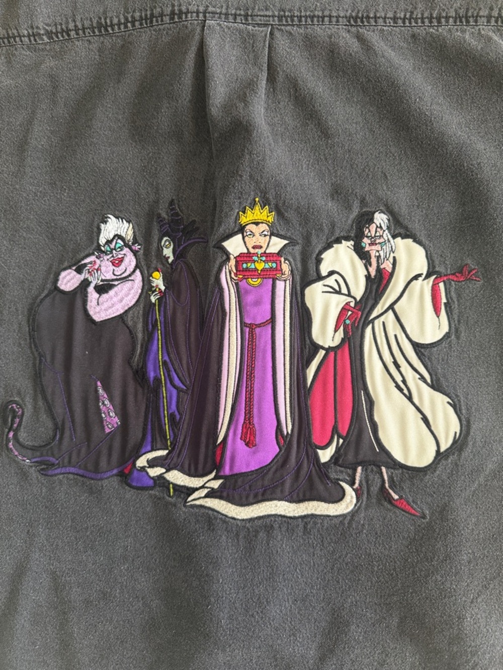 Vintage-Inspired Dark Gray Denim Disney Villains Shirt